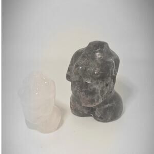 Pair of Pregnant Lady Body Carvings / Quartz & Yooperlite / Total Wt: 1.73oz